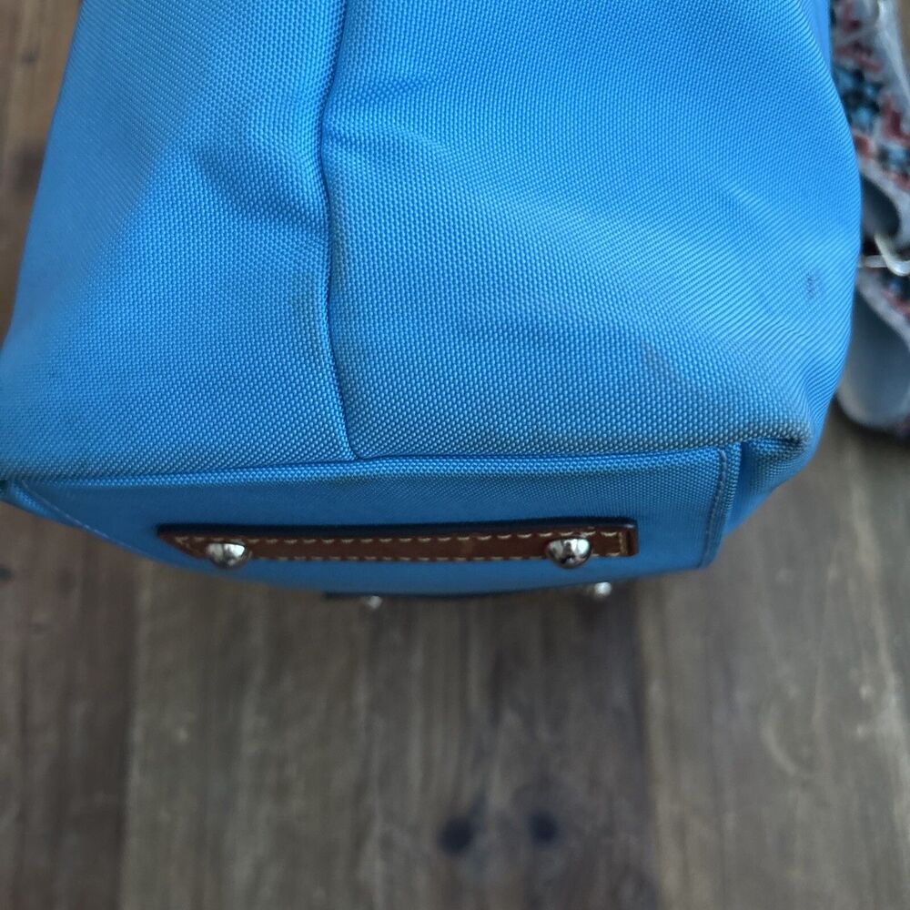 DOONEY & BOURKE Large Blue Nylon Leather Convertible Tote Satchel 90s Retro Y2K - Picture 8 of 13